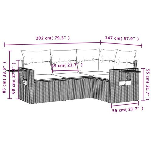 Sofasæt til haven 4 dele med hynder polyrattan beige