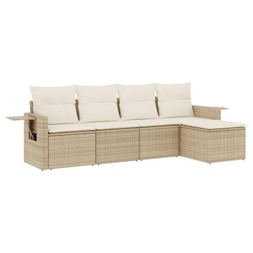Sofasæt til haven 5 dele med hynder polyrattan beige