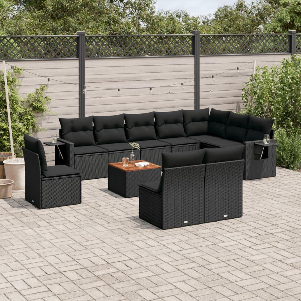 Sofasæt til haven 11 dele med hynder polyrattan sort