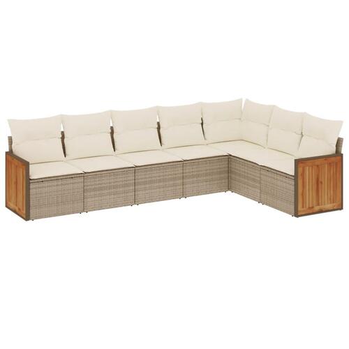 Sofasæt til haven 7 dele med hynder polyrattan beige