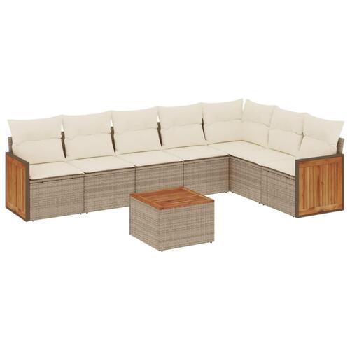 Sofasæt til haven 8 dele med hynder polyrattan beige