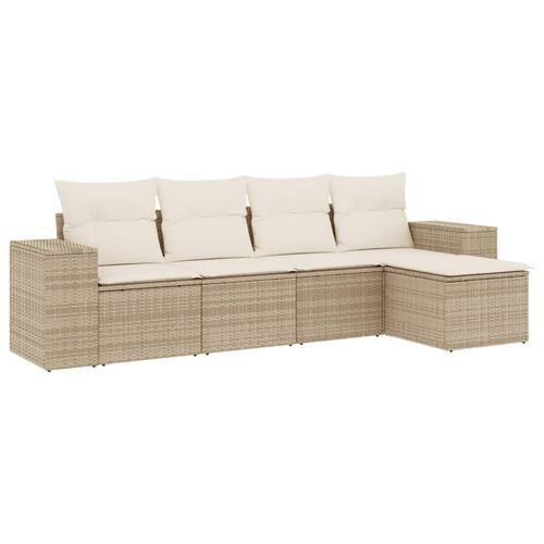 Sofasæt til haven 5 dele med hynder polyrattan beige