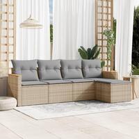 Sofasæt til haven 5 dele med hynder polyrattan beige