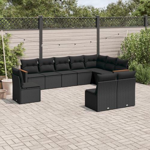 Sofasæt til haven 10 dele med hynder polyrattan sort