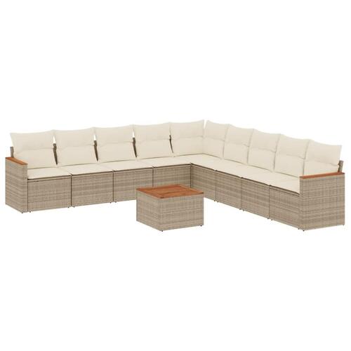 Sofasæt til haven 10 dele med hynder polyrattan beige