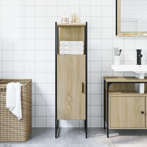 Badeværelsesskab 33x33x120,5 cm konstrueret træ sonoma-eg