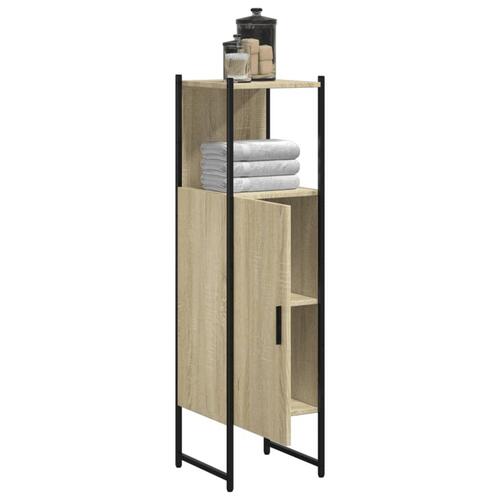Badeværelsesskab 33x33x120,5 cm konstrueret træ sonoma-eg