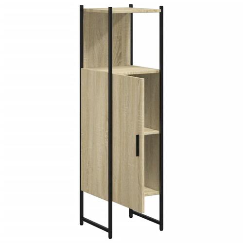 Badeværelsesskab 33x33x120,5 cm konstrueret træ sonoma-eg