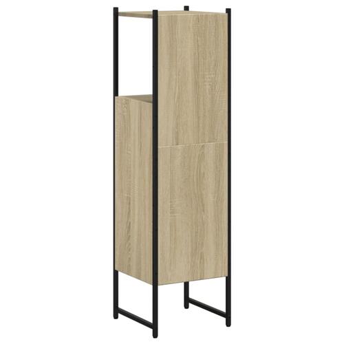 Badeværelsesskab 33x33x120,5 cm konstrueret træ sonoma-eg