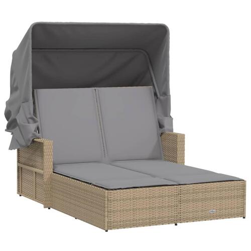 Solseng med baldakin og hynder polyrattan beige