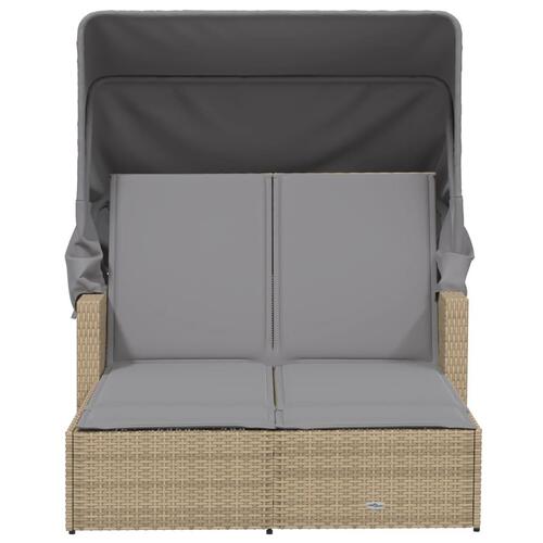 Solseng med baldakin og hynder polyrattan beige