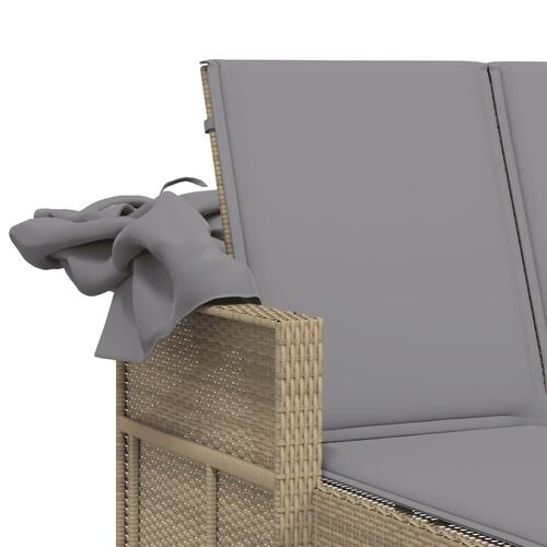 Solseng med baldakin og hynder polyrattan beige