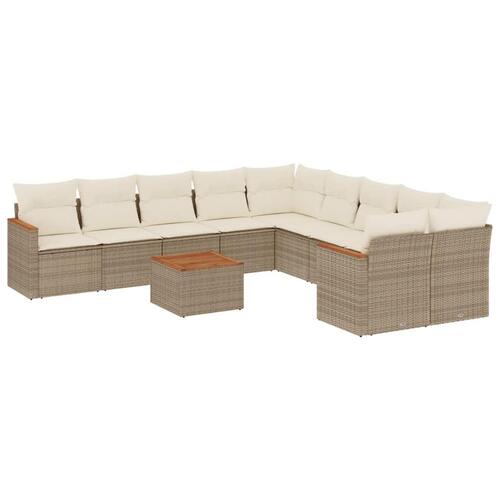 Sofasæt til haven 11 dele med hynder polyrattan beige