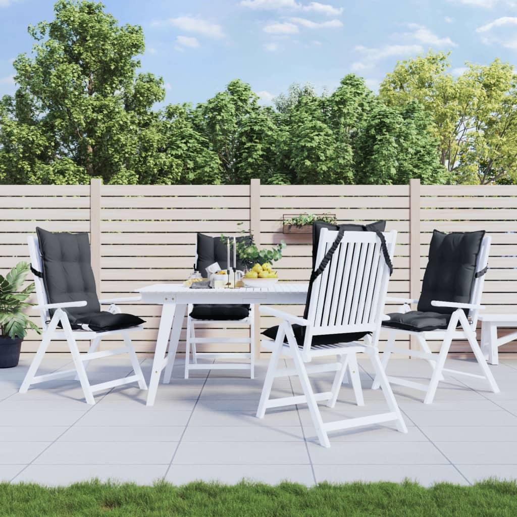 Stolehynder m. høj ryg 4 stk. oxfordstof antracitgrå billede