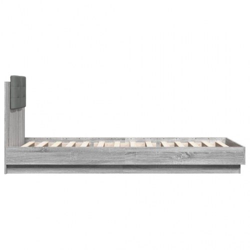 Sengeramme med sengegavl og LED-lys 100 x 200 cm - grå sonoma-eg