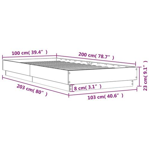 Sengeramme med LED-lys 100x200 cm sort