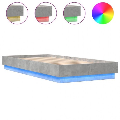 Sengeramme med LED-lys 100x200 cm betongrå