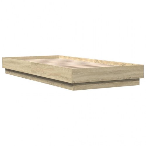 Sengeramme med LED-lys 90 x 200 cm - sonoma-eg