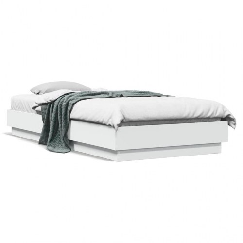 Sengeramme med LED-lys 90x200 cm hvid