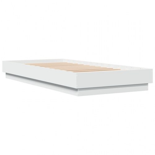 Sengeramme med LED-lys 90x200 cm hvid