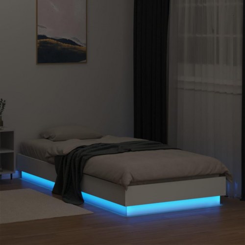 Sengeramme med LED-lys 90x200 cm hvid