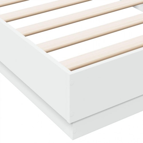 Sengeramme med LED-lys 90x200 cm hvid