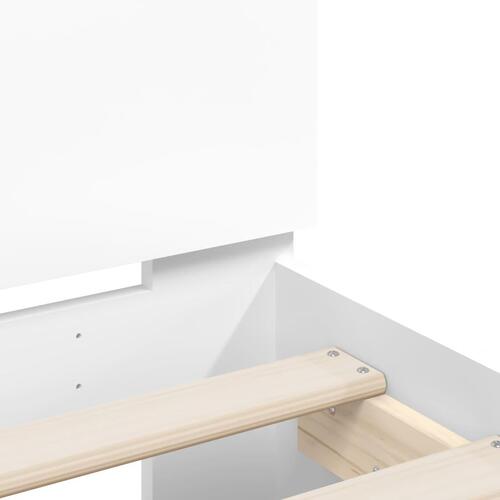 Sengeramme med sengegavl og LED-lys 135x190 cm hvid
