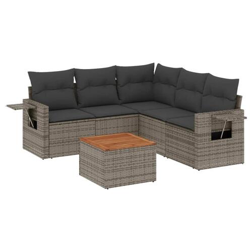 Sofasæt til haven 6 dele med hynder polyrattan grå