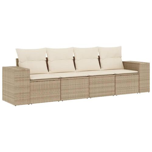 Sofasæt til haven 4 dele med hynder polyrattan beige