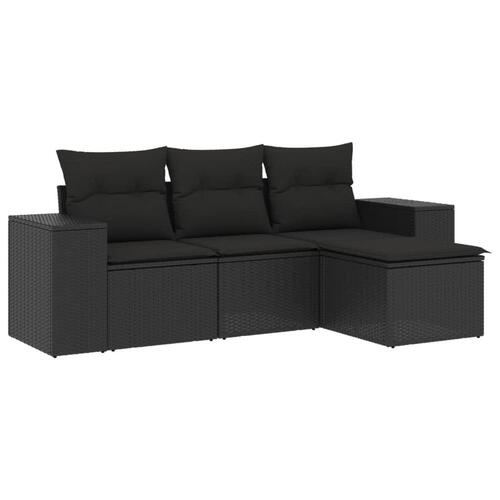 Sofasæt til haven 4 dele med hynder polyrattan sort
