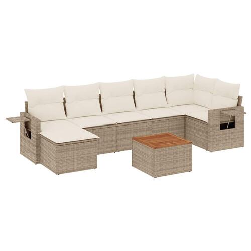 Sofasæt til haven 8 dele med hynder polyrattan beige