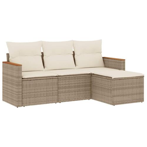 Sofasæt til haven 4 dele med hynder polyrattan beige