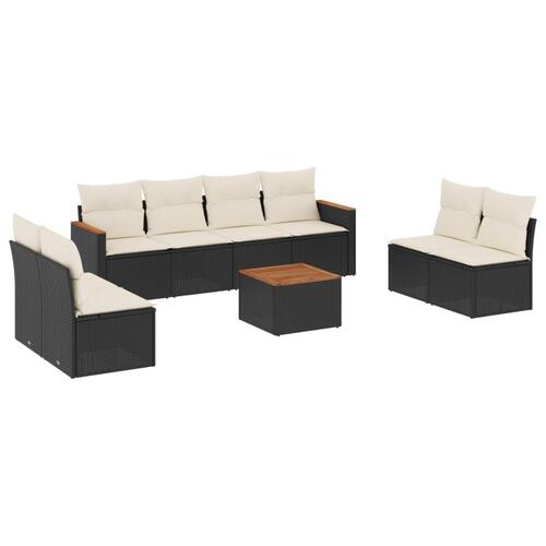 Sofasæt til haven 9 dele med hynder polyrattan sort