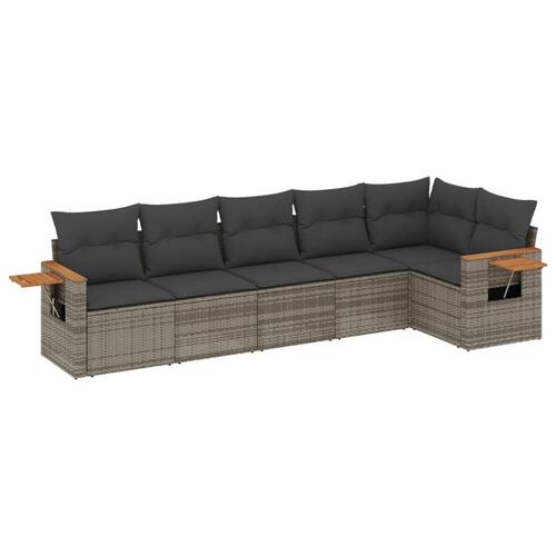 Sofasæt til haven 6 dele med hynder polyrattan grå