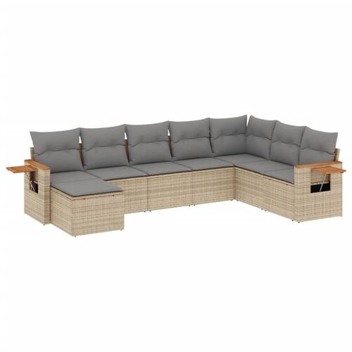 Sofasæt til haven 8 dele med hynder polyrattan beige