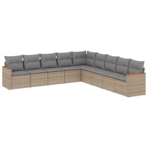 Sofasæt til haven 9 dele med hynder polyrattan beige