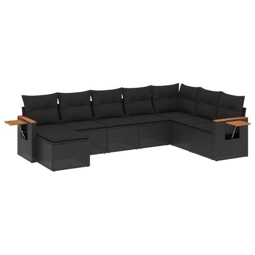 Sofasæt til haven 8 dele med hynder polyrattan sort