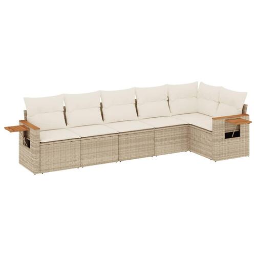 Sofasæt til haven 6 dele med hynder polyrattan beige