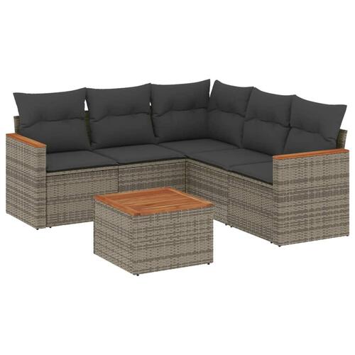 Sofasæt til haven 6 dele med hynder polyrattan grå