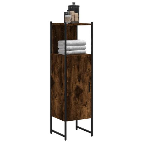 Badeværelsesskab 33x33x120,5 cm konstrueret træ røget egetræ