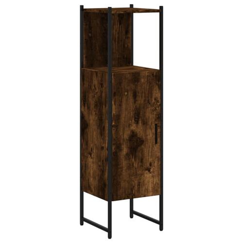 Badeværelsesskab 33x33x120,5 cm konstrueret træ røget egetræ