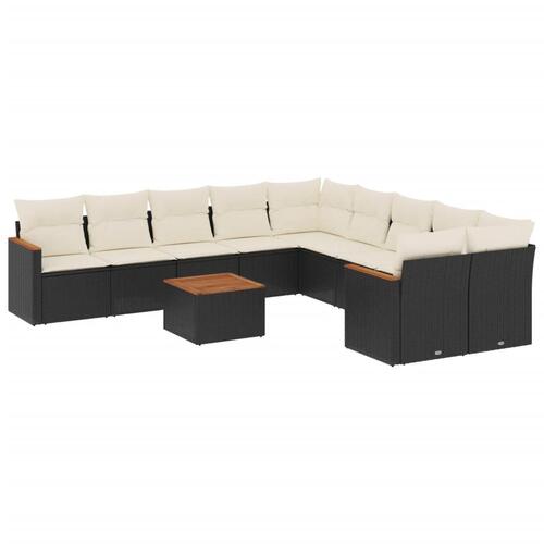 Sofasæt til haven 11 dele med hynder polyrattan sort