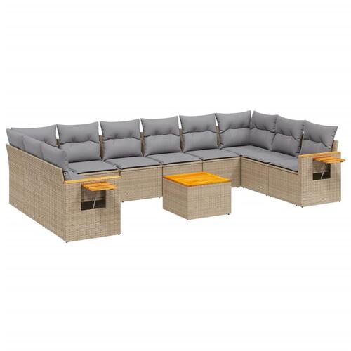 Sofasæt til haven 11 dele med hynder polyrattan beige