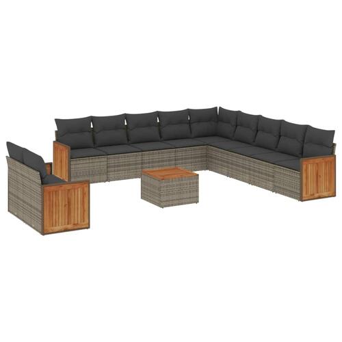 Sofasæt til haven 12 dele med hynder polyrattan grå