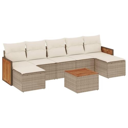 Sofasæt til haven 8 dele med hynder polyrattan beige