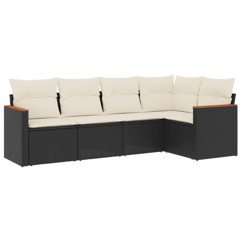 Sofasæt til haven 5 dele med hynder polyrattan sort