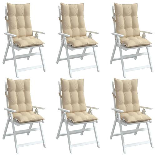 Stolehynder m. høj ryg 6 stk. oxfordstof beige