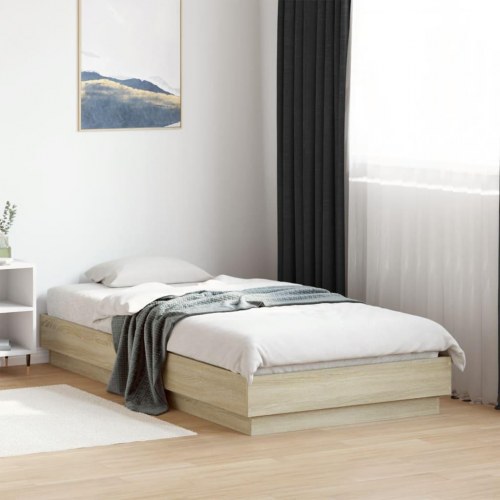 Sengeramme med LED-lys 90 x 190 cm - sonoma-eg