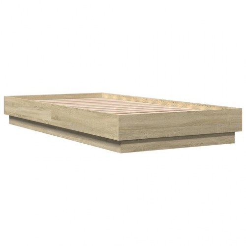 Sengeramme med LED-lys 90 x 190 cm - sonoma-eg