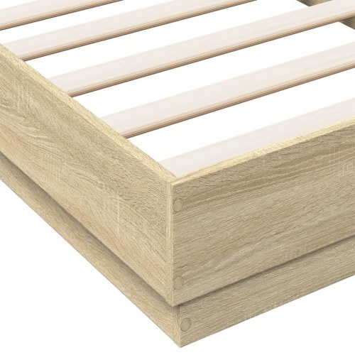 Sengeramme med LED-lys 90 x 190 cm - sonoma-eg